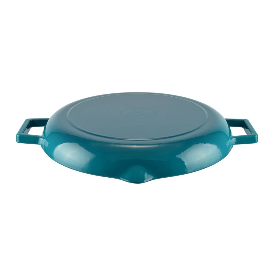 Zománcozott öntöttvas grill serpenyő 31 cm-es, türkizkék szeletsütő - Image 2