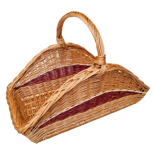 Fonott fáskosár, kandallókosár fűzfából lakkozva 65cm